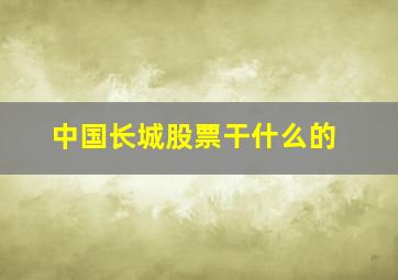 中国长城股票干什么的