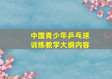 中国青少年乒乓球训练教学大纲内容