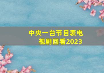 中央一台节目表电视剧回看2023