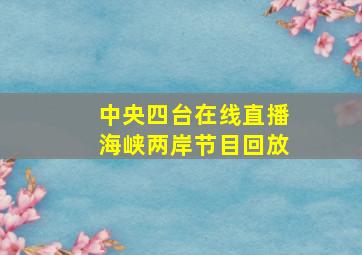 中央四台在线直播海峡两岸节目回放