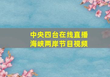 中央四台在线直播海峡两岸节目视频