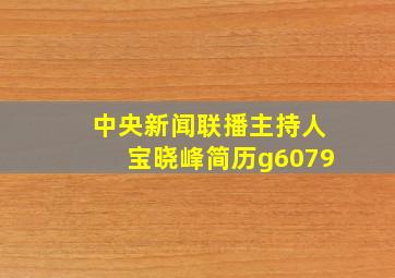 中央新闻联播主持人宝晓峰简历g6079