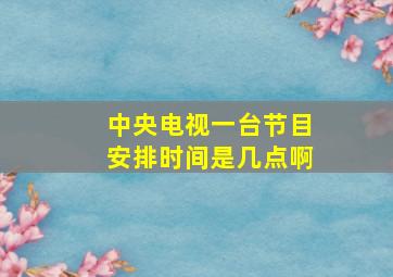 中央电视一台节目安排时间是几点啊