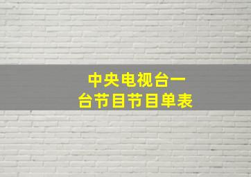 中央电视台一台节目节目单表