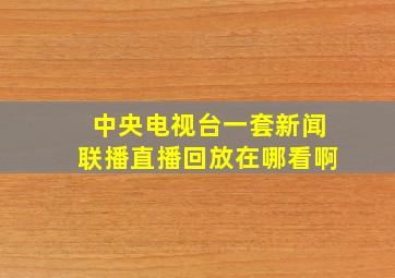 中央电视台一套新闻联播直播回放在哪看啊