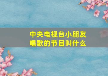 中央电视台小朋友唱歌的节目叫什么