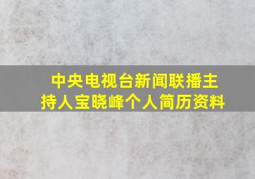 中央电视台新闻联播主持人宝晓峰个人简历资料