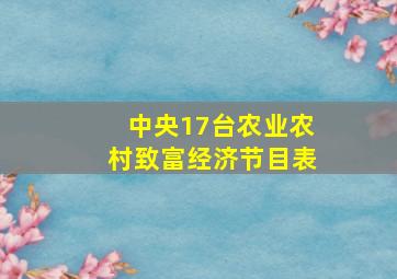 中央17台农业农村致富经济节目表