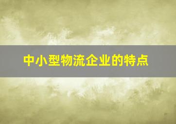 中小型物流企业的特点