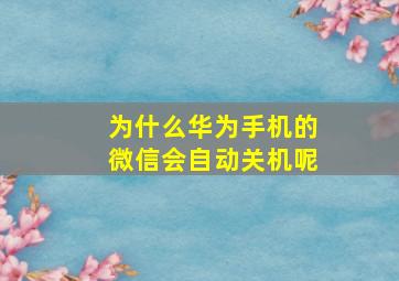 为什么华为手机的微信会自动关机呢