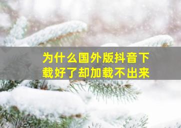 为什么国外版抖音下载好了却加载不出来