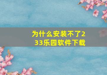 为什么安装不了233乐园软件下载