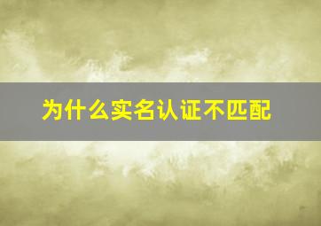 为什么实名认证不匹配