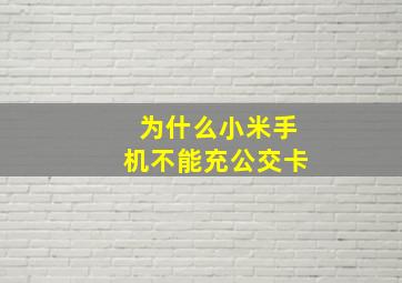 为什么小米手机不能充公交卡