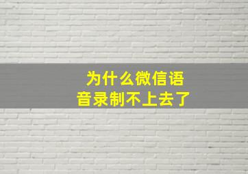 为什么微信语音录制不上去了