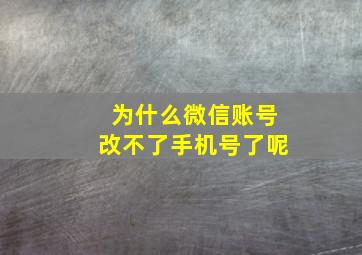 为什么微信账号改不了手机号了呢