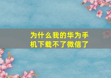 为什么我的华为手机下载不了微信了