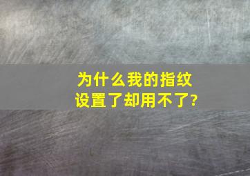 为什么我的指纹设置了却用不了?