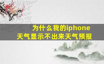 为什么我的iphone天气显示不出来天气预报