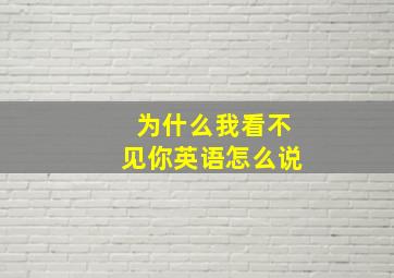 为什么我看不见你英语怎么说