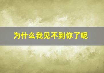 为什么我见不到你了呢