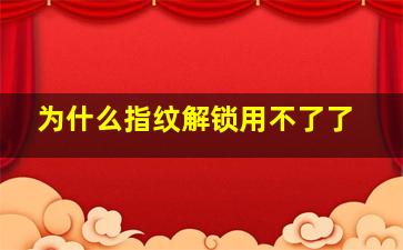 为什么指纹解锁用不了了