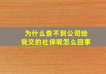 为什么查不到公司给我交的社保呢怎么回事