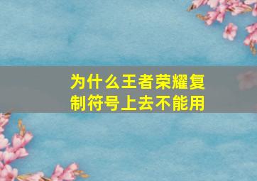 为什么王者荣耀复制符号上去不能用