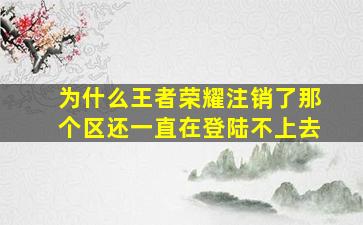 为什么王者荣耀注销了那个区还一直在登陆不上去