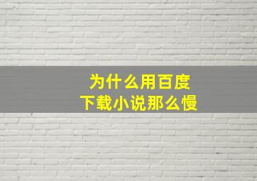 为什么用百度下载小说那么慢