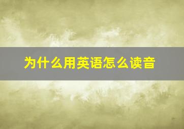 为什么用英语怎么读音