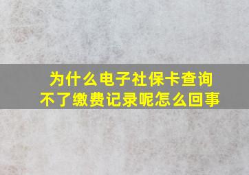 为什么电子社保卡查询不了缴费记录呢怎么回事