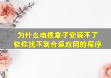 为什么电视盒子安装不了软件找不到合适应用的程序