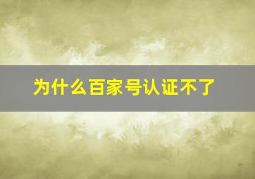 为什么百家号认证不了