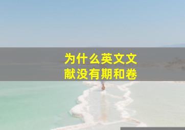 为什么英文文献没有期和卷