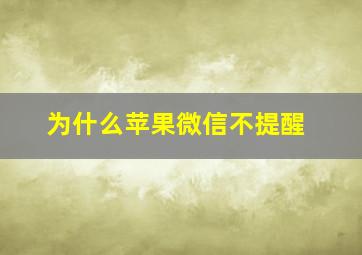 为什么苹果微信不提醒