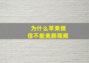 为什么苹果微信不能美颜视频