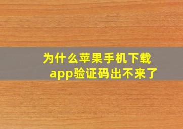 为什么苹果手机下载app验证码出不来了