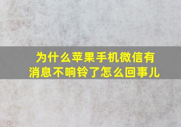 为什么苹果手机微信有消息不响铃了怎么回事儿