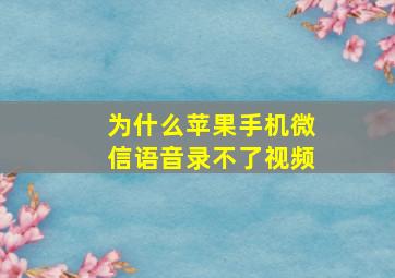 为什么苹果手机微信语音录不了视频