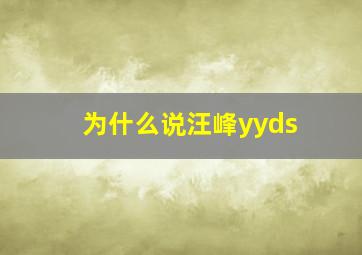 为什么说汪峰yyds