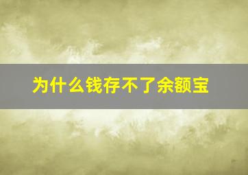 为什么钱存不了余额宝