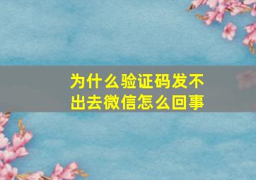 为什么验证码发不出去微信怎么回事