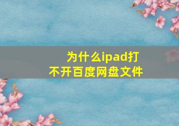 为什么ipad打不开百度网盘文件