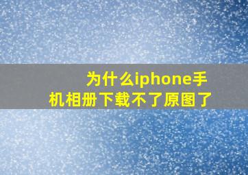 为什么iphone手机相册下载不了原图了