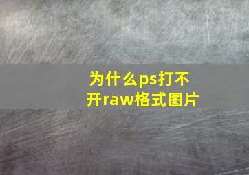 为什么ps打不开raw格式图片