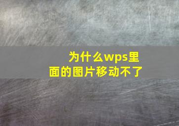 为什么wps里面的图片移动不了