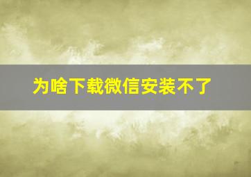 为啥下载微信安装不了