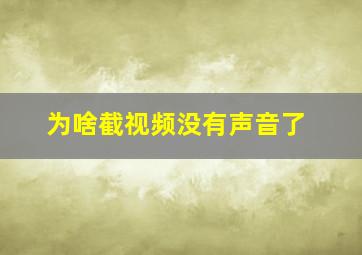 为啥截视频没有声音了