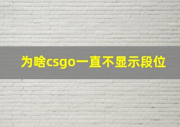 为啥csgo一直不显示段位